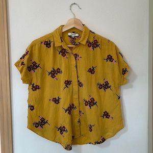 Madewell XS Floral yellow button-down